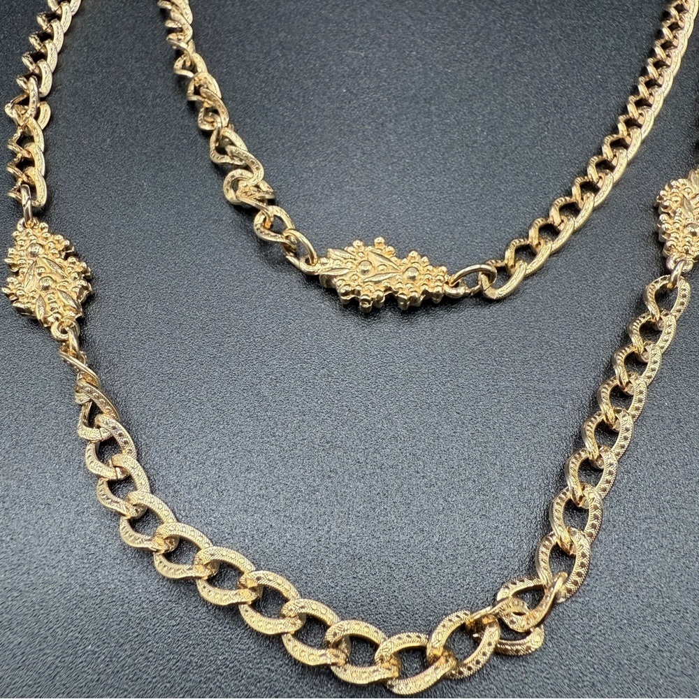 Accessocraft N.Y.C Vintage Double strand Gold Filigree Necklace - Picture 5 of 13